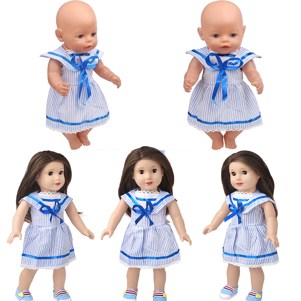 Summer Away Clothing - 43cm Girl Doll Blue Striped Sailor