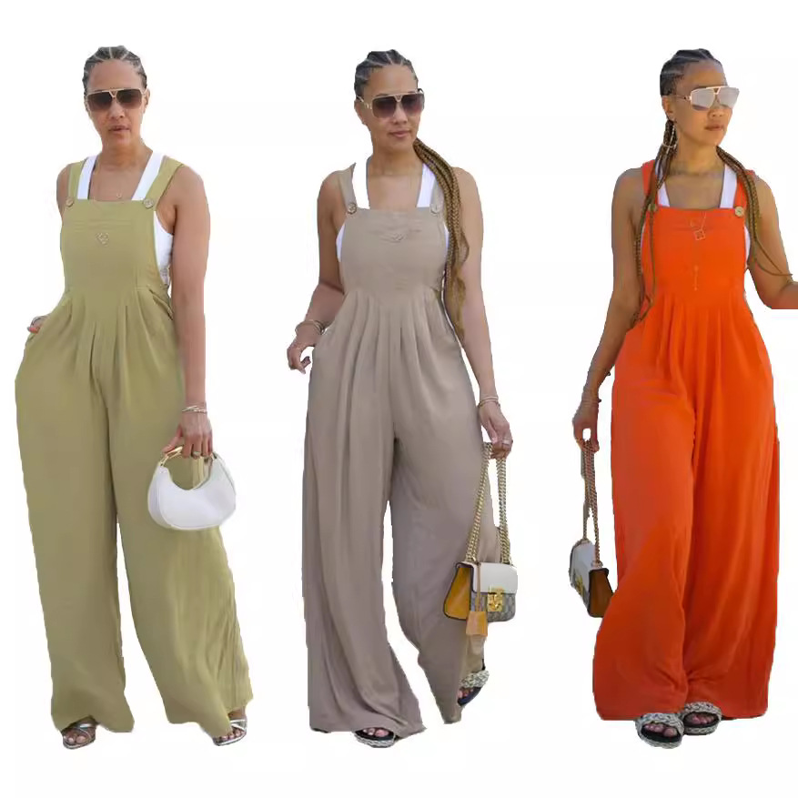 Summer Clothing Trends For Women 2026 - Long Loose Wide-leg Pants Solid Color
