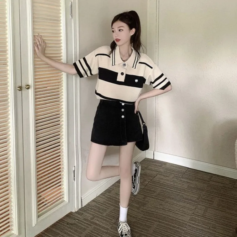 Summer Clothing Trends 2025 Women'S - Summer Outfit Woman Tshirt Knitted Polo