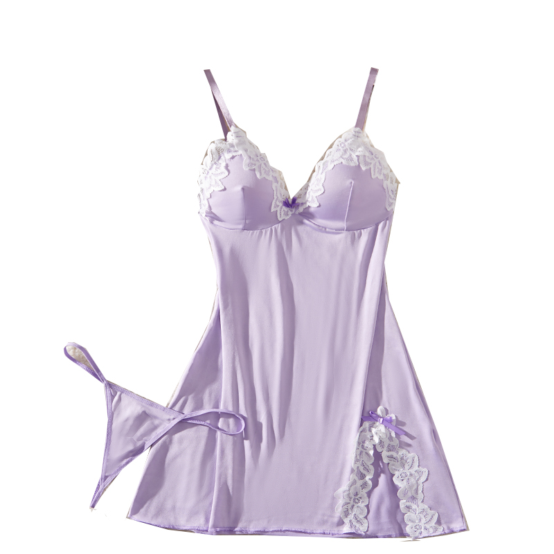 Summer Light Clothing - Light Purple Deep V Women Nightdress