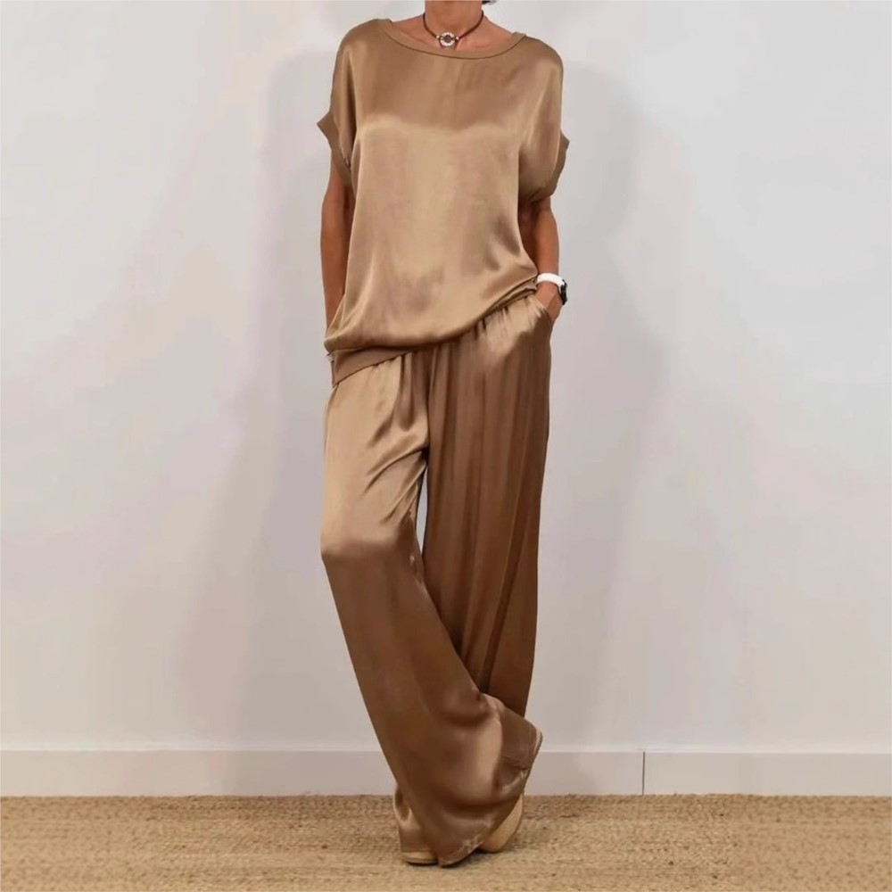 Summer House Clothing - 2-piece Set Fashion Satin O Neck