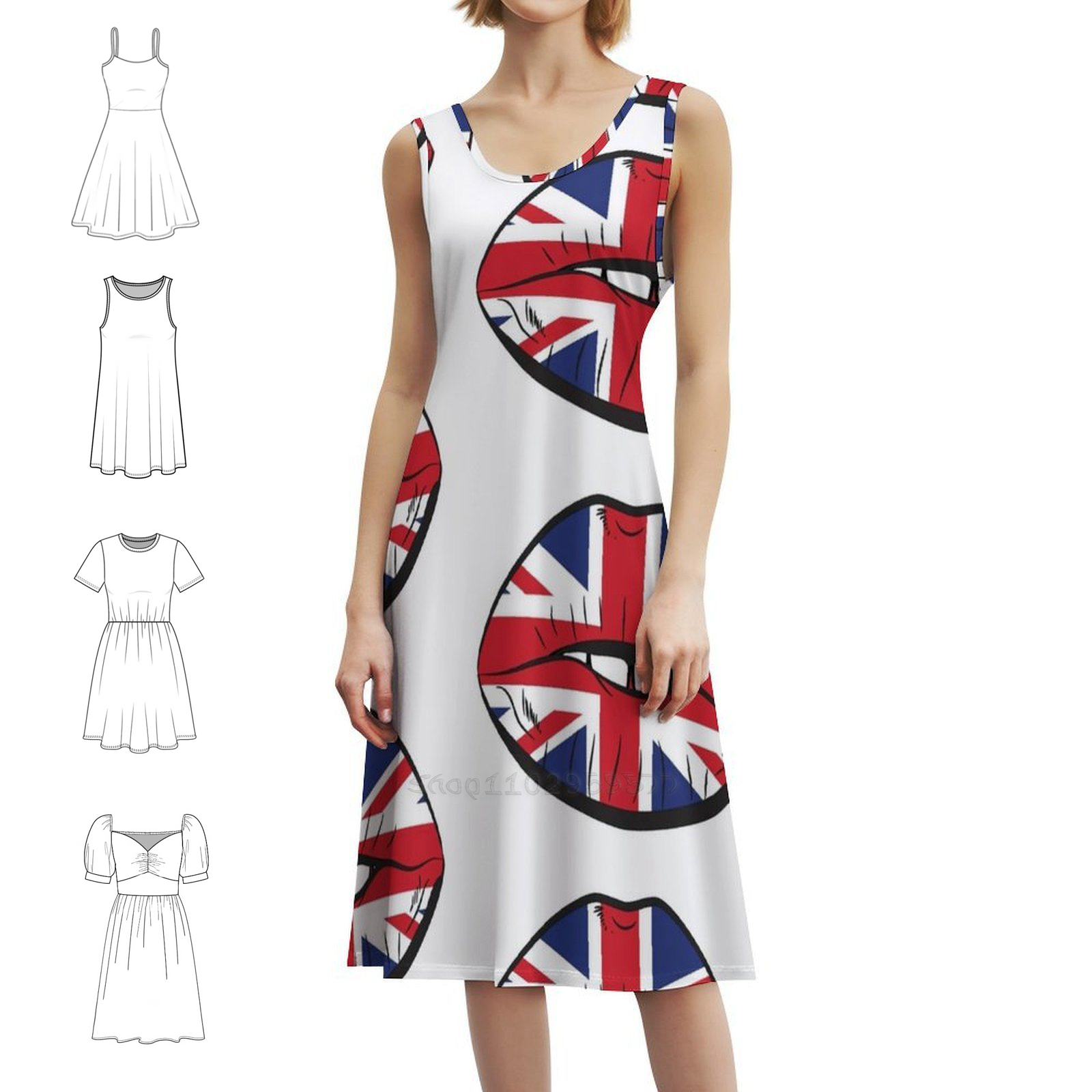 Summer Clothing Women Uk - British Flag Fan Lips Uk Fan