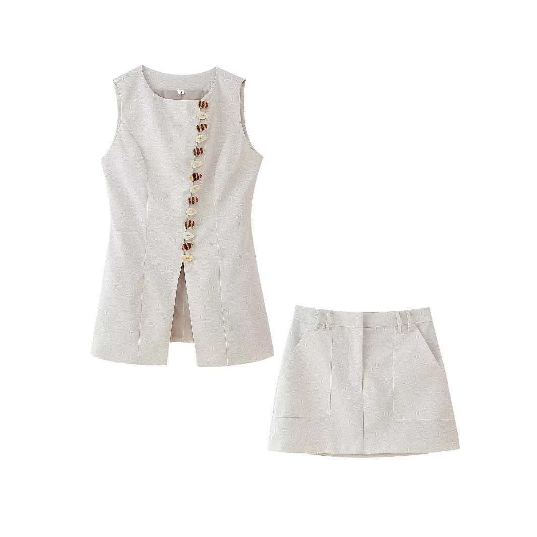 Cotton Linen Vest Mini Skirts  – обзор и цена Summer Clothing Linen