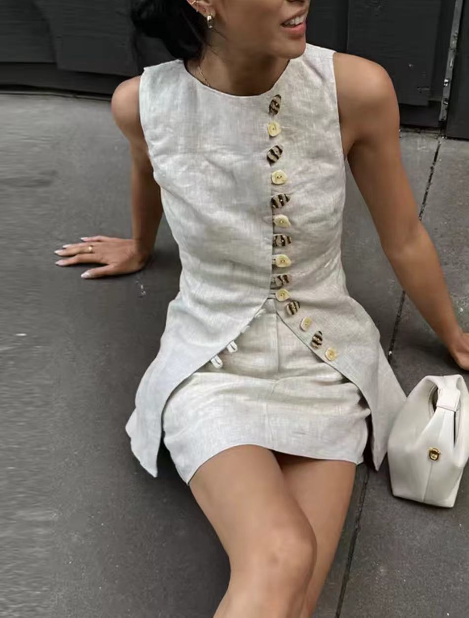 Cotton Linen Vest Mini Skirts  – обзор и цена Summer Clothing Linen