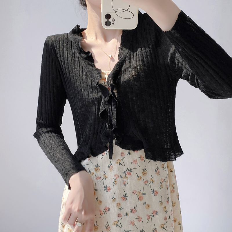 Ruffled Trim Tie Front Long Sl – обзор и цена Summer Clothing Teens