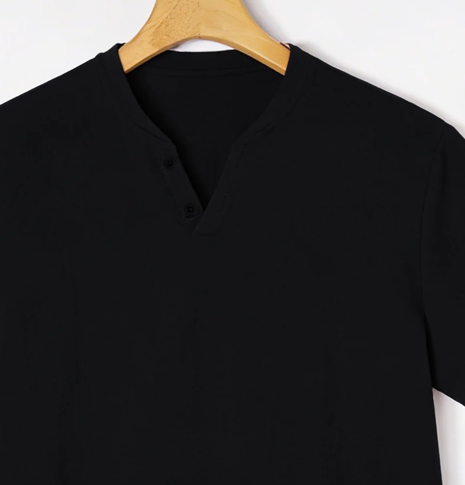 Elegant Black Henley Short-Sle – обзор и цена Summer Clothing Linen