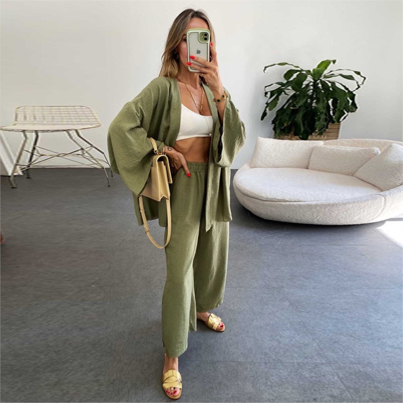 Women's Linen Trouser Suit Wit – обзор и цена Summer Linen Clothing For Women
