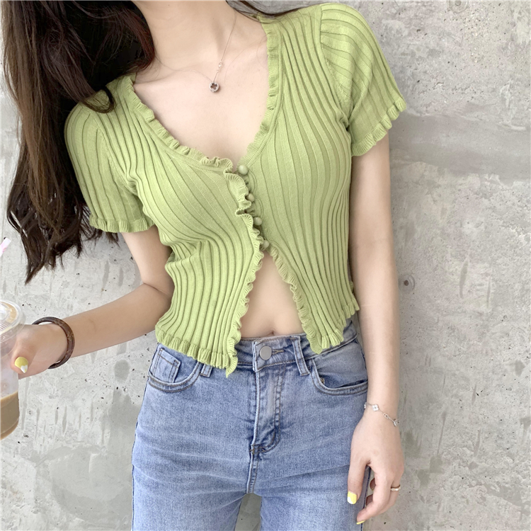 Ruffled Rib Knit Cardigan Shor – обзор и цена Summer Clothing Teens