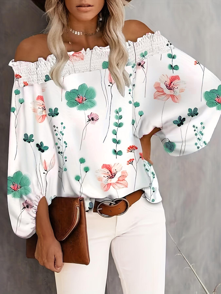 Plus Size New Women's Casual F – обзор и цена Off Shoulder Blouse