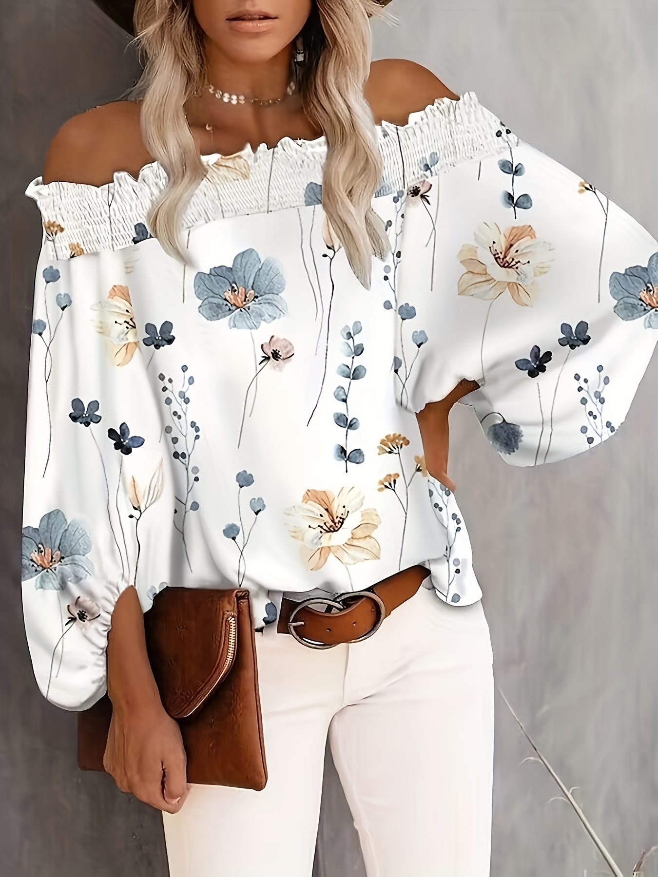 Plus Size New Women's Casual F – обзор и цена Off Shoulder Blouse