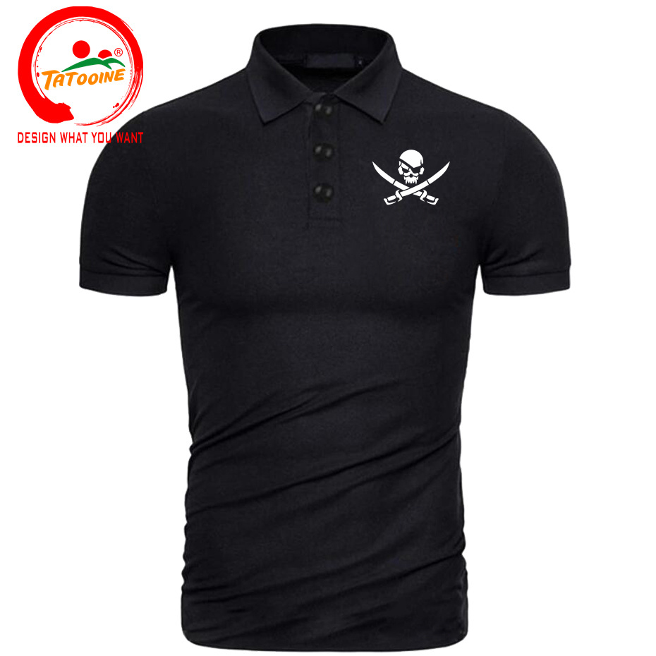 Pirate Skull Logo Print Polo S – обзор и цена Summer Clothing Logo