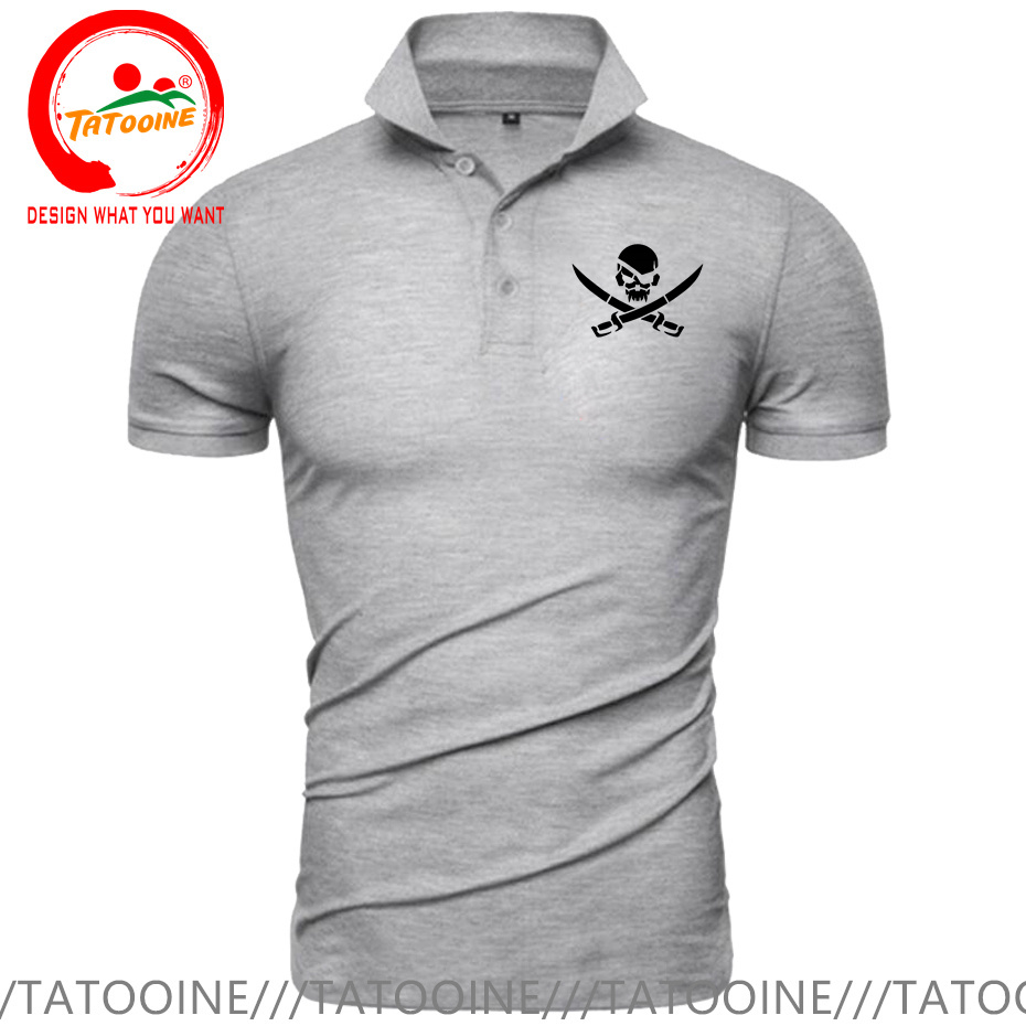 Pirate Skull Logo Print Polo S – обзор и цена Summer Clothing Logo