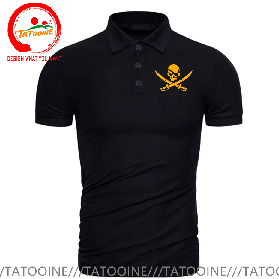 Pirate Skull Logo Print Polo S – обзор и цена Summer Clothing Logo
