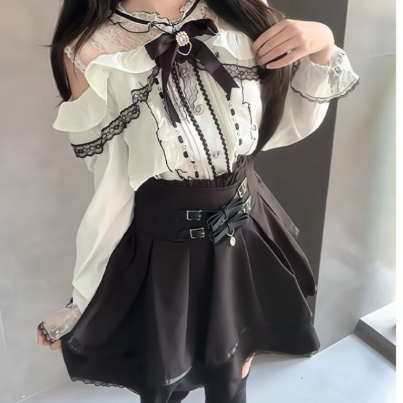 Japanese Gothic Y2k Lolita Sty – обзор и цена Off Shoulder Blouse