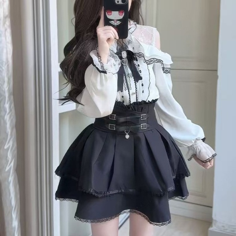 Japanese Gothic Y2k Lolita Sty – обзор и цена Off Shoulder Blouse