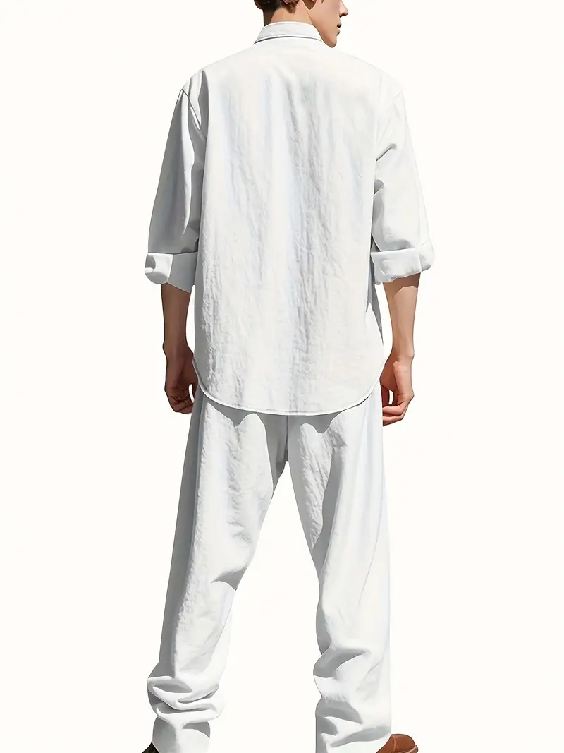 Men's White Linen Suit Set Lon – обзор и цена Summer Clothing Linen