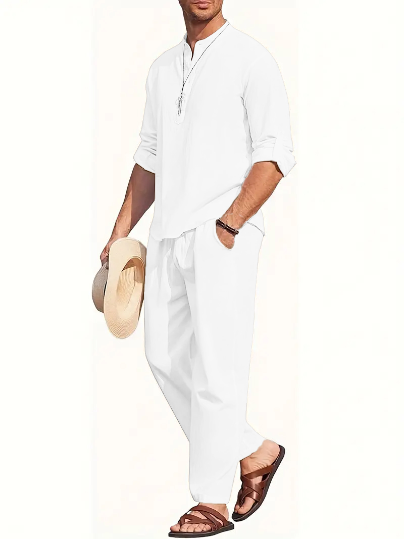 Men's White Linen Suit Set Lon – обзор и цена Summer Clothing Linen