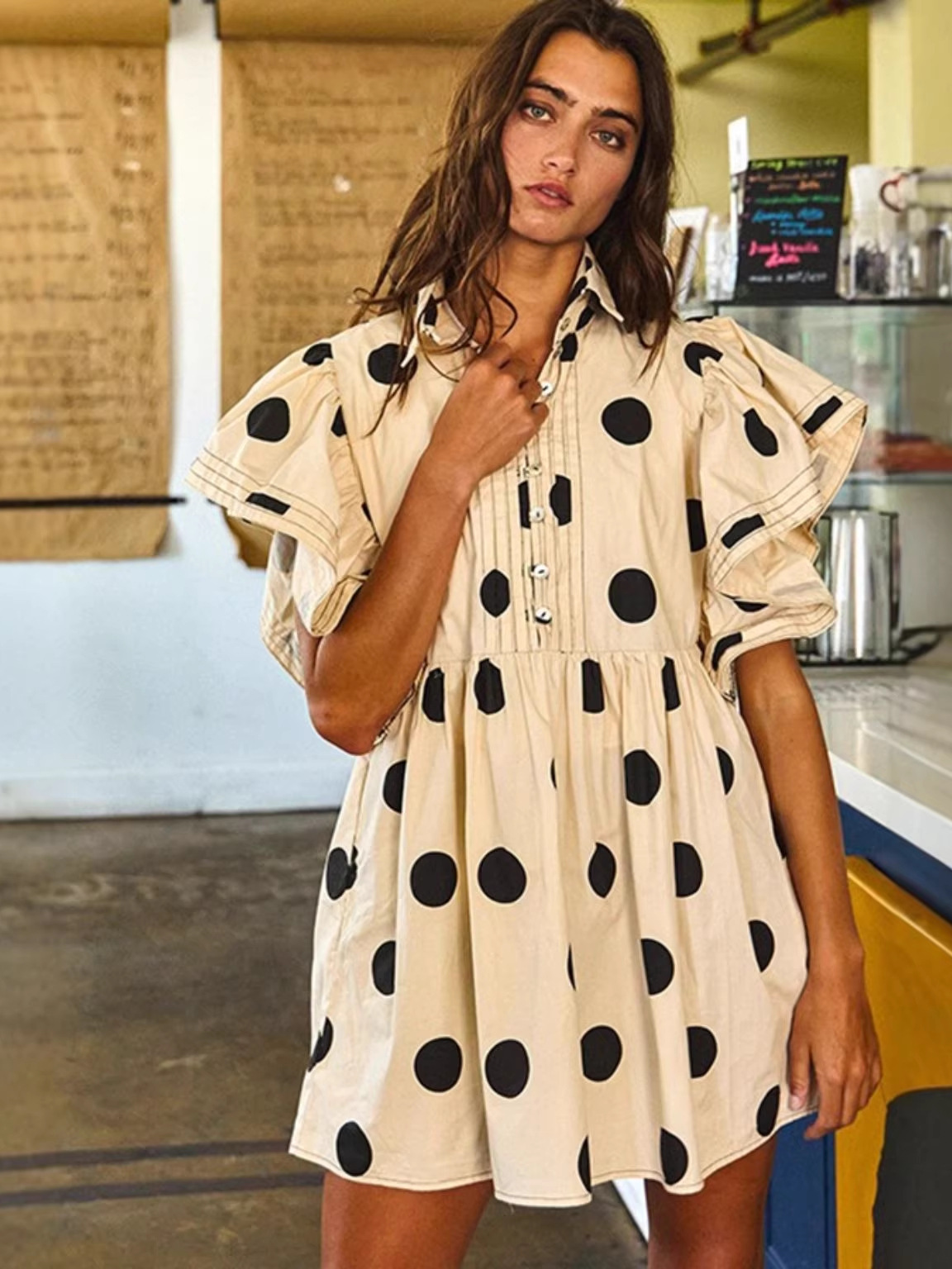 Spring Summer Polka Dot Print  – обзор и цена Off Shoulder Blouse