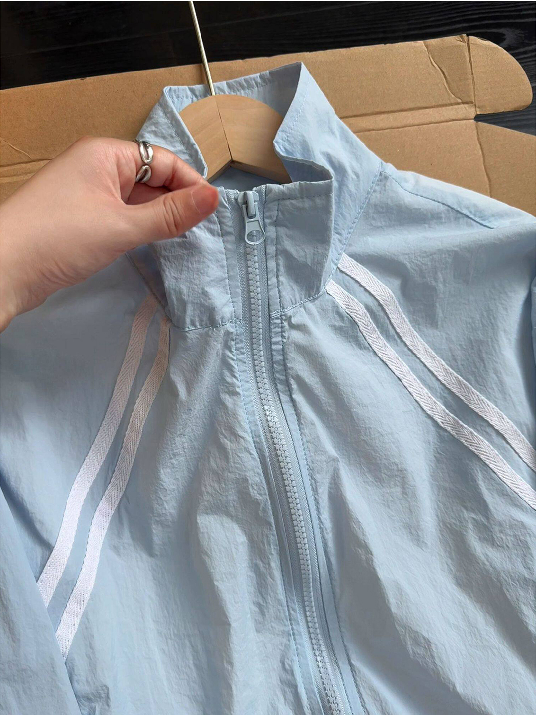 Light Blue Striped Stand Colla – обзор и цена Summer Light Clothing