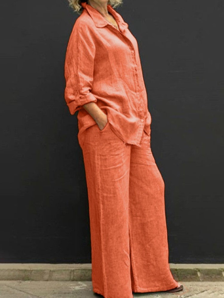 Two Pieces Set Autumn Vintage  – обзор и цена Summer Linen Clothing For Women