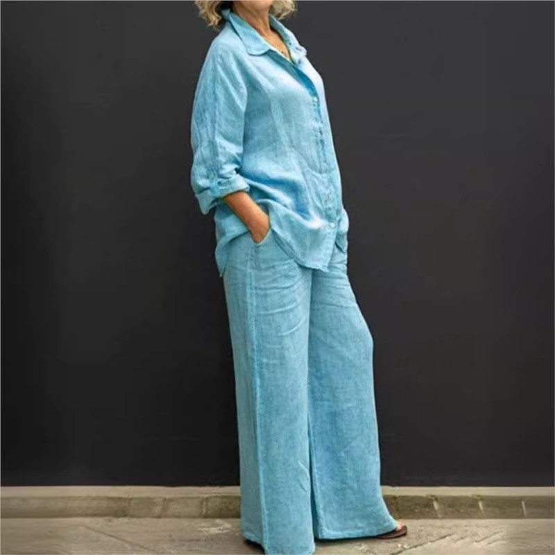 Two Pieces Set Autumn Vintage  – обзор и цена Summer Linen Clothing For Women