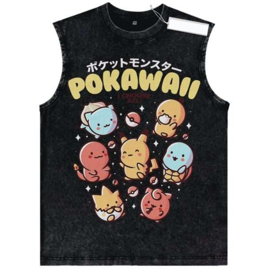 Vintage Washed Pokemon Tank To – обзор и цена Vintage Summer Clothing Men