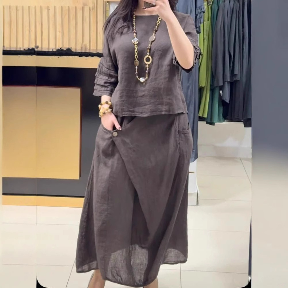 Women's Cotton Linen Skirts Se – обзор и цена Summer Clothing Linen