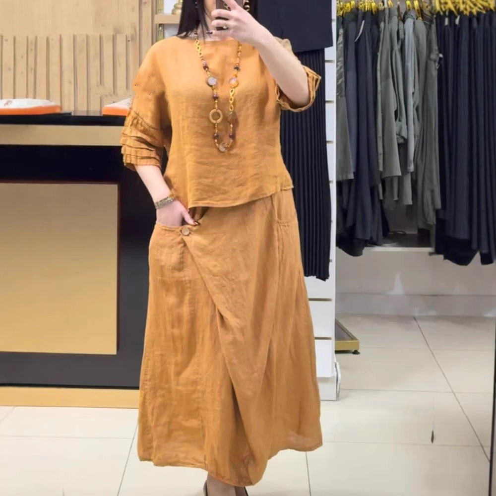 Women's Cotton Linen Skirts Se – обзор и цена Summer Clothing Linen