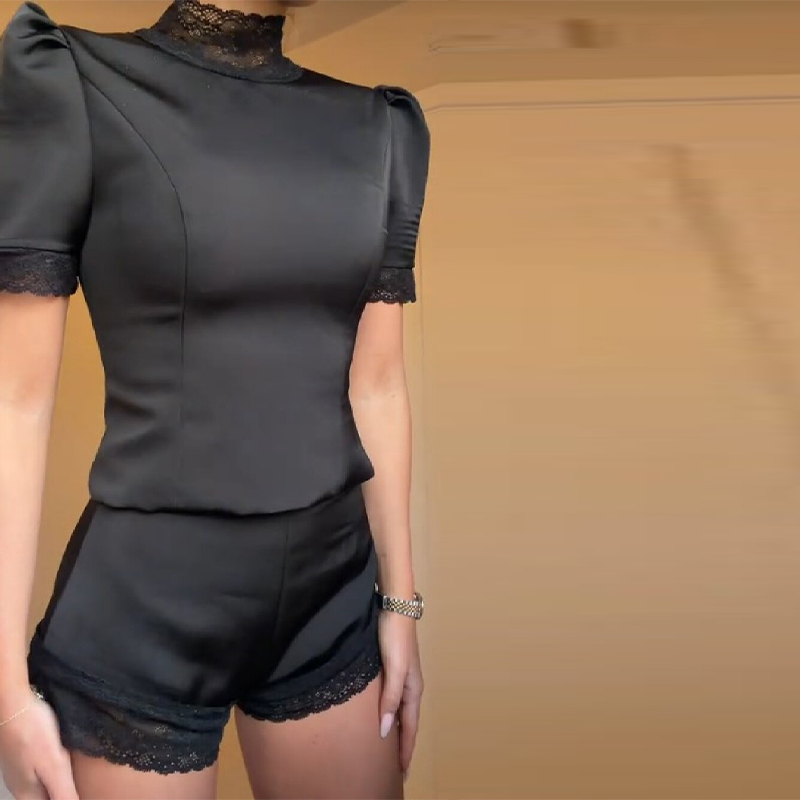 New Satin Lace Edge Top Short  – обзор и цена Off Shoulder Blouse