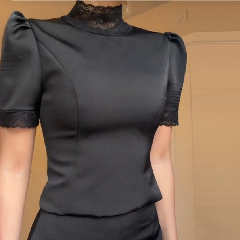New Satin Lace Edge Top Short  – обзор и цена Off Shoulder Blouse