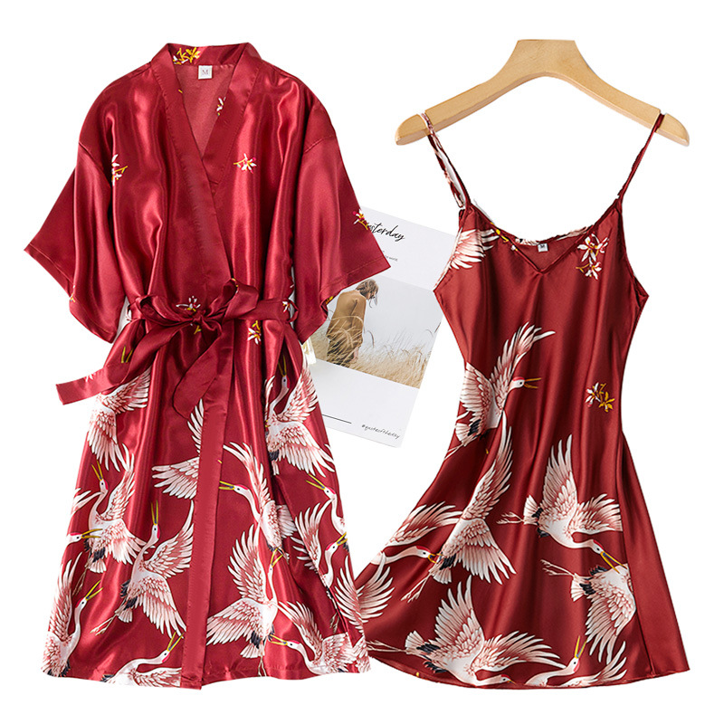 Burgundy Women 2PCS Faux Silk  – обзор и цена Summer House Clothing